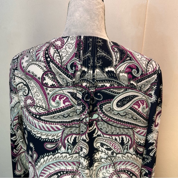 #0240 Banana Republic Pink/Navy Graphic Long Sleeve Blouse-S - Picture 6 of 7